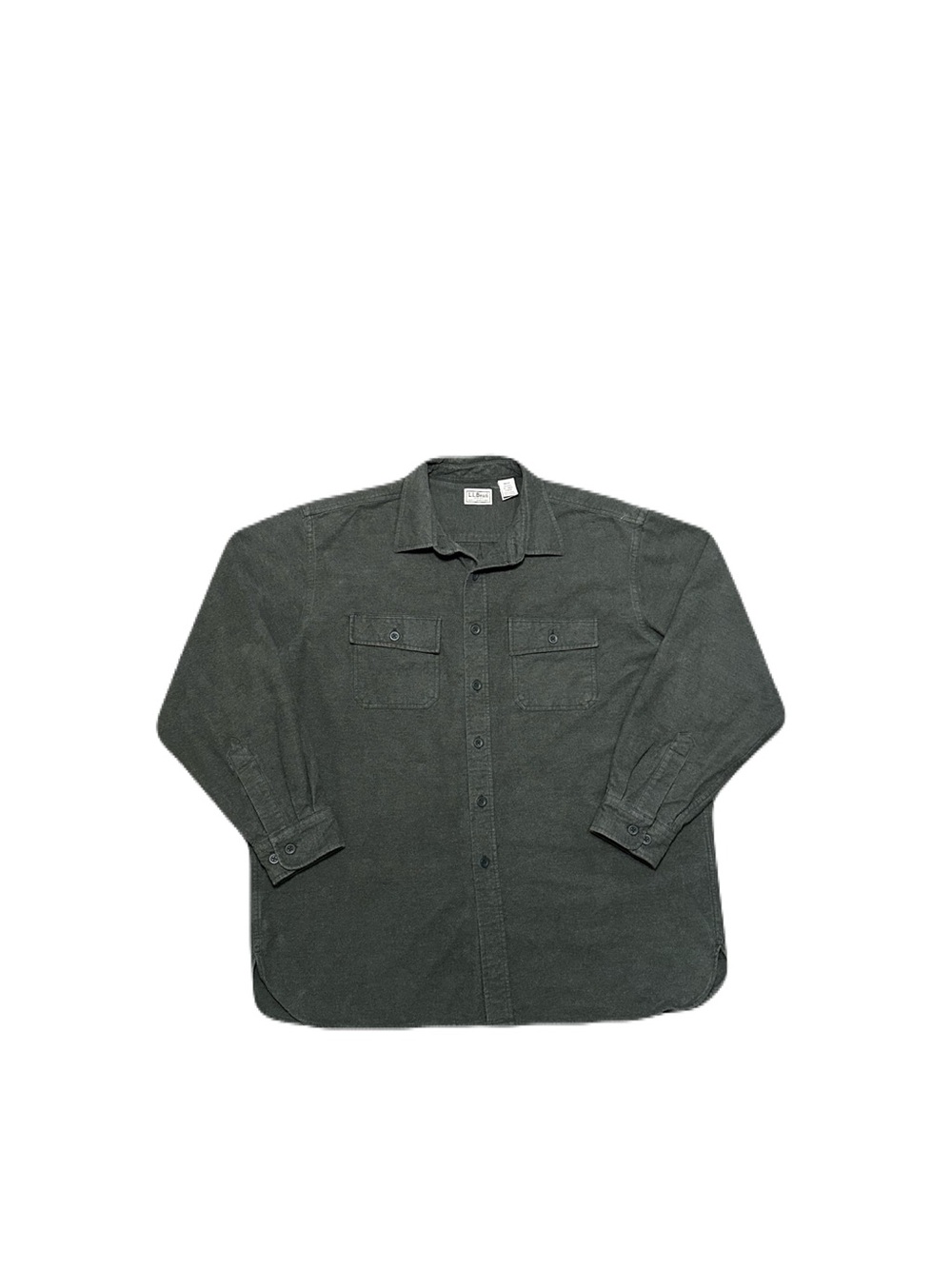 LL Bean Chamois Shirt Mens XL Green Flannel Traditional Fit Heavyweight